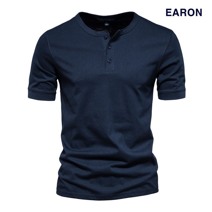 EARON 3버튼 프리미엄 코튼 베이직 반팔 티셔츠
