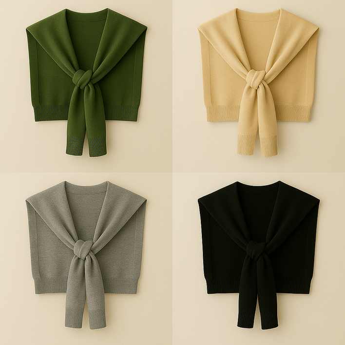 여성 니트 레이어드 숄 페이크 가디건