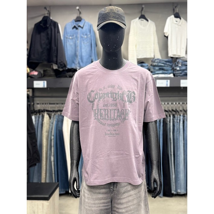 버커루 U기획 유니 20수 싱글 루즈핏 아트웍 반팔 티셔츠 B252Z1012P