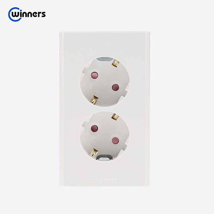 위너스 둥근형 노출 2구 콘센트 접지형 KS 국산제품 220V