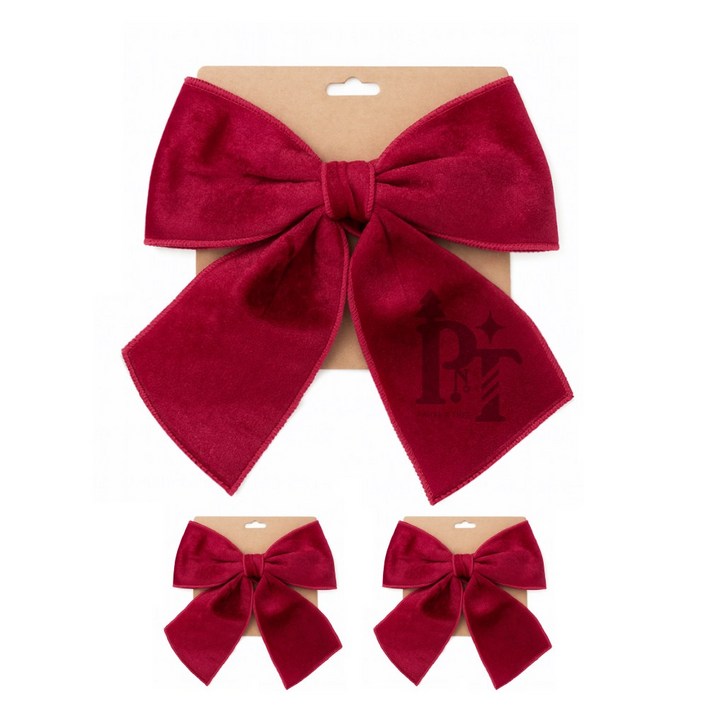 파티앤트리 크리스마스 트리 장식 벨벳 대형 리본 데코 오너먼트 세트