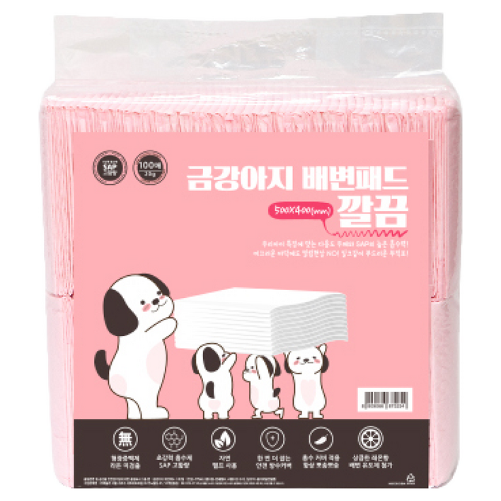 페슬러 금강아지 깔끔패밀리 패드 100매 강아지 가성비 배변 패드 쉬야 패드, 1개, 100개입