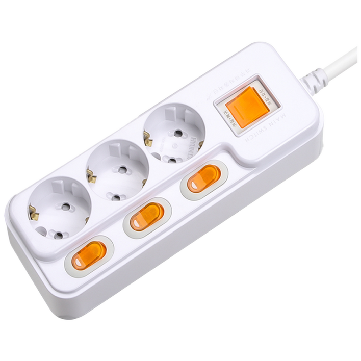 현대 국산 접지 개별 과부하차단 스위치 멀티탭 멀티콘센트 3구 16A