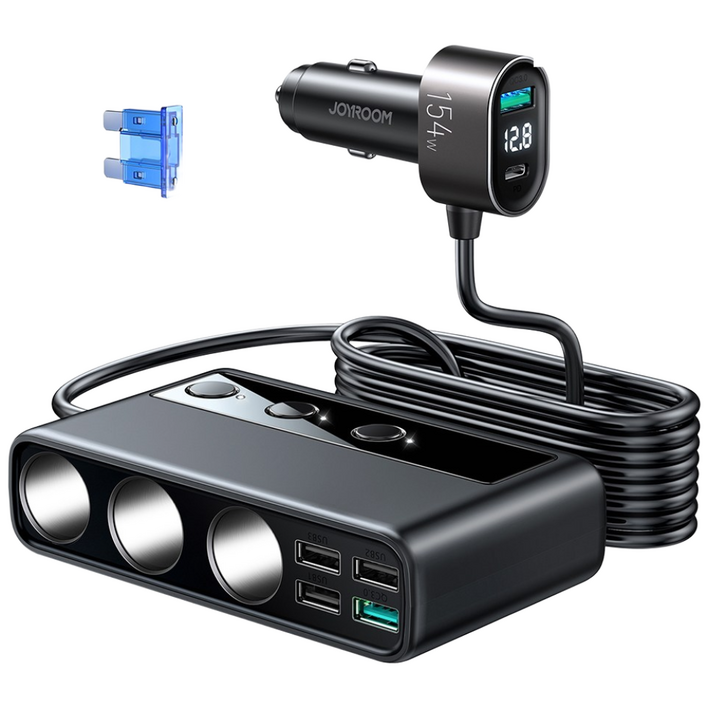조이룸 210W 9포트 멀티 소켓 차량용 고속 시거잭 충전기, 블랙 JRCL06