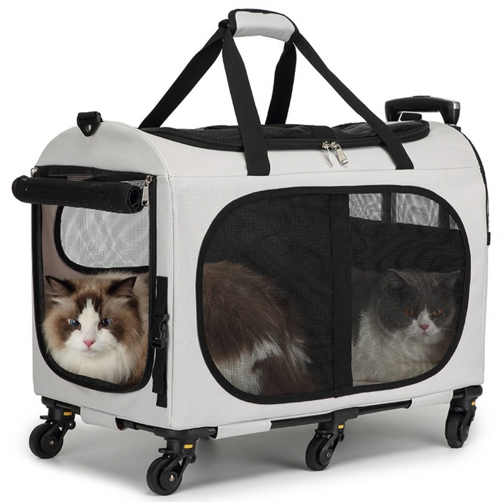 레브펫 펫이동가방 듀얼로드 6륜 캐리어, 1개, 그레이