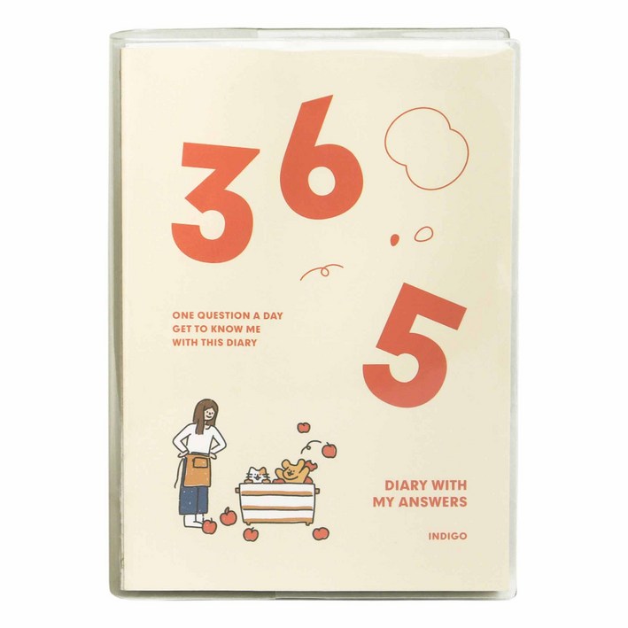 인디고 만년형 행복 질문 일기 365 QA 자문자답 데일리 다이어리, 크림, 1개