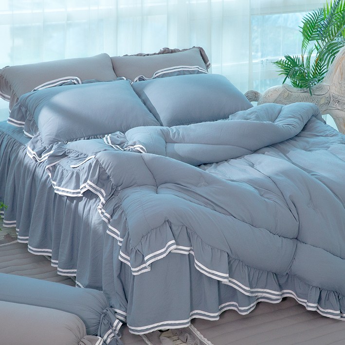 류금숙 투라인 실키케어 프릴 차렵이불 세트