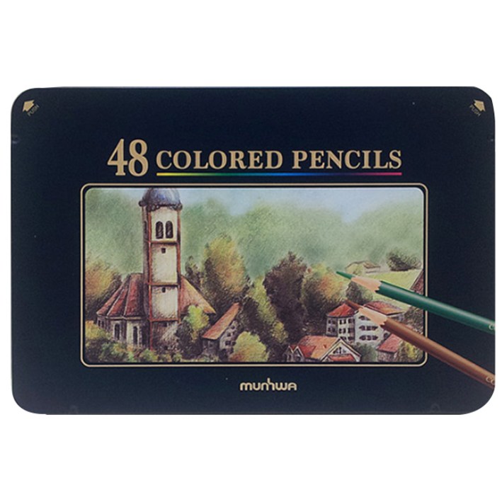 문화연필 고급 색연필 틴케이스, 48색, 1개