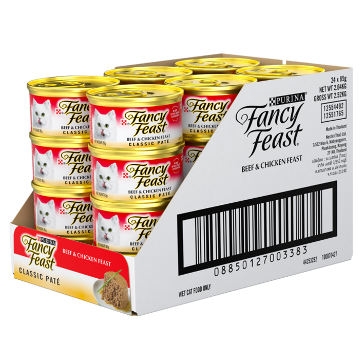팬시피스트 생후 3개월 이후 고양이 화이트라벨 클래식 주식캔, 닭+소, 85g, 24개