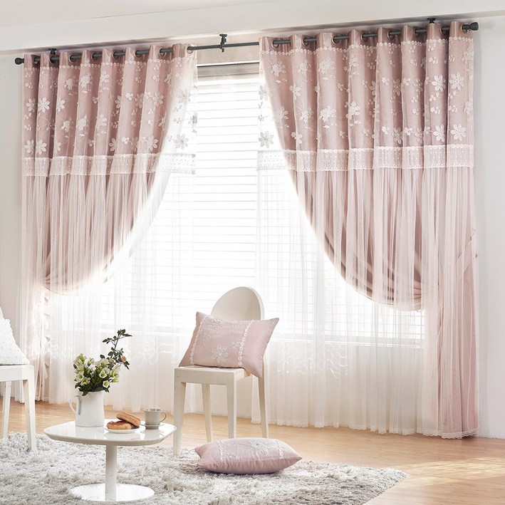 지나송 웨딩스타일 암막 이중 커튼 세트