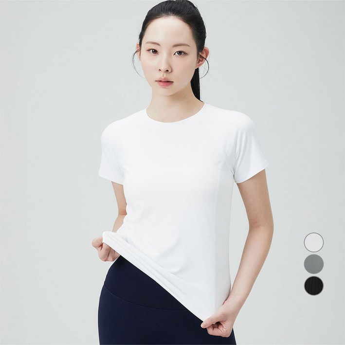 아피나르 여성용 슬림핏 에어위킹 피치터치 액티브 라글란 반팔 티셔츠