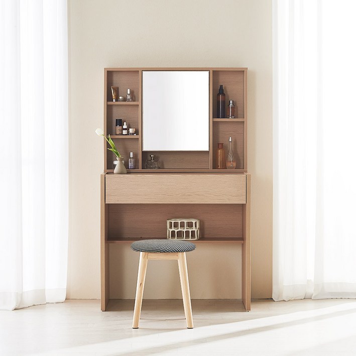 파로마 에일리 수납 화장대 800 + 원목쿠션스툴