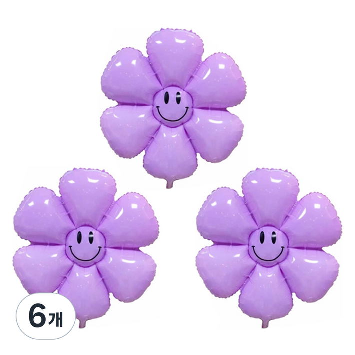 파티공구 스마일 데이지꽃 풍선 중형, 라벤다, 6개