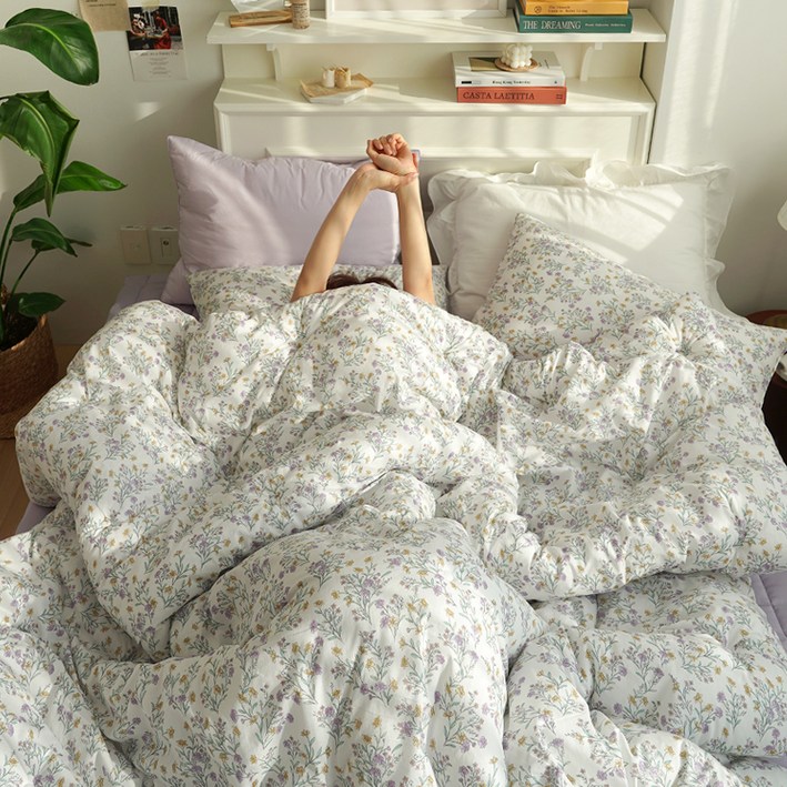 에이트룸 비올라 플라워 순면 모달 사계절 차렵이불 + 패드 + 베개커버 2p 세트