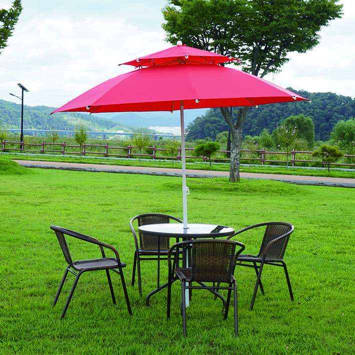 멜핑 야외 파라솔 테이블 의자 세트 라탄 테라스 정원 카페