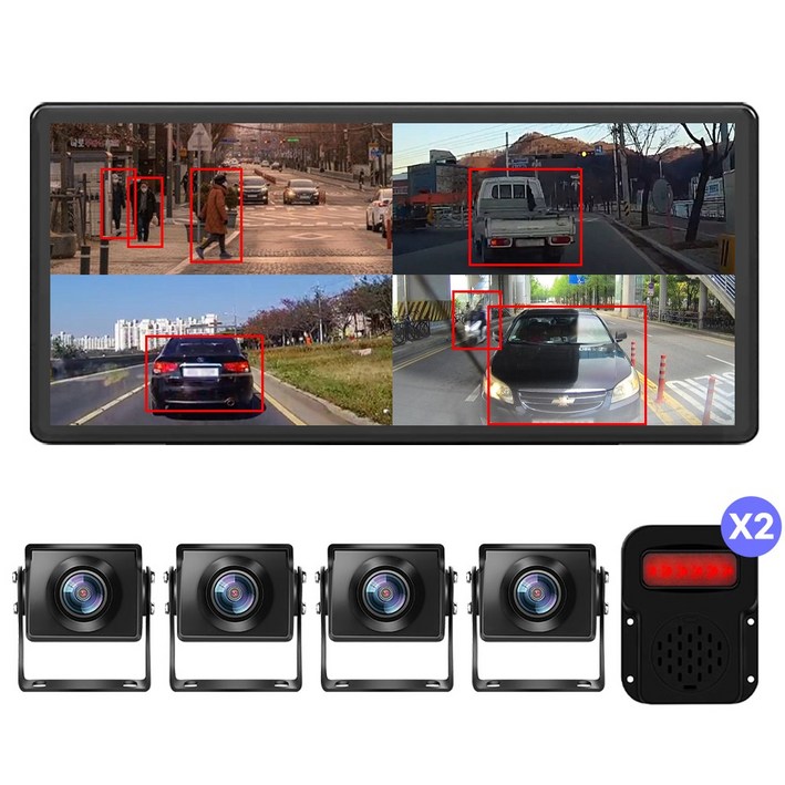 메모리카드 포함 10.36인치 4k 와이드 4채널 블랙박스 화물차용 후방카메라 풀세트 X4, set, 128GB