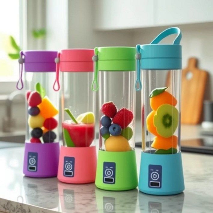 자칠 미니 휴대용 전동 주스 컵, PC 식품 등급 플라스틱, 야외 휴대용 USB 충전식 주스 컵
