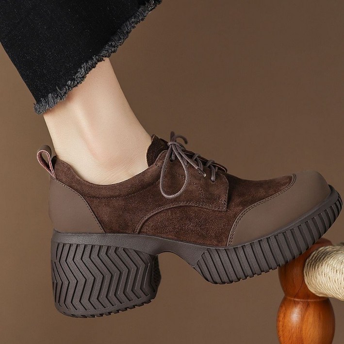 POMTOR 여성로퍼 키높이 7.5CM 스웨이드 단화 스니커즈