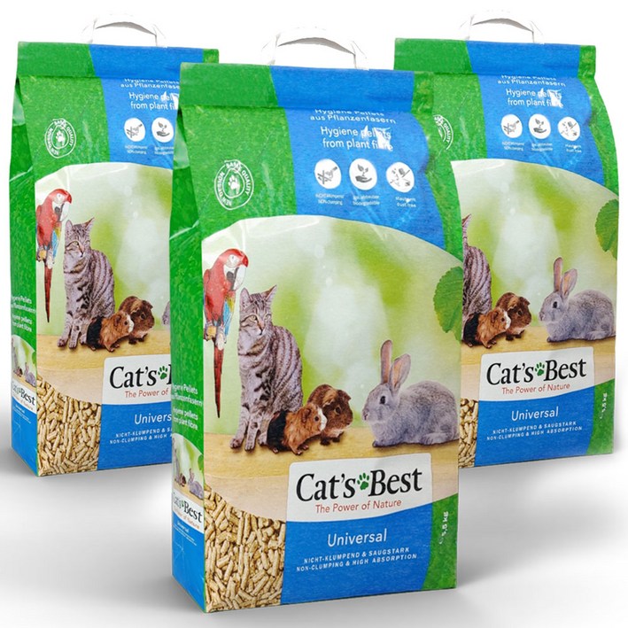 캣츠베스트 유니버셜 우드펠렛 고양이 화장실 배변모래 리터 10L(5.5Kg)*3개, 5.5kg, 3개