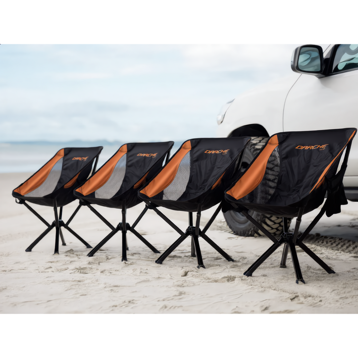 다치 고고 접이식 캠핑의자 휴대용 야외 레저 의자, 4개, 블랙오렌지포인트