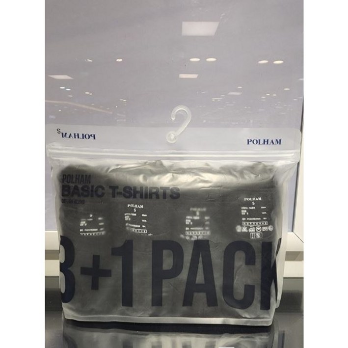 [폴햄][NC순천점] POLHAM 남녀공용 순면 100% 반팔티셔츠 블랙 검정 3+1 PACK BBBB /화이트(흰색)4장WWWW),
