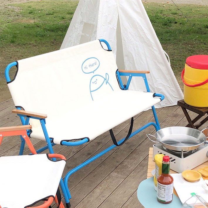 굿켐 2인용 벤치 체어 의자 캠핑 접이식 폴딩 커플 휴대용 차박 캠핑벤치체어