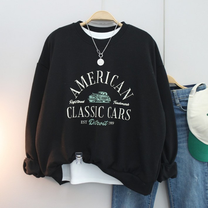 달콩 여성 봄신상 긴팔티 CAR프린팅오버핏맨투맨