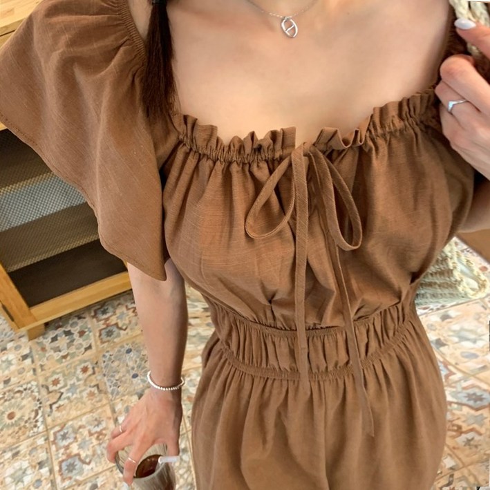 떳다그녀 피코 셔링 스트랩 점프수트