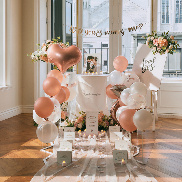 파티레시피 답 실속프로포즈 용품 세트, 1세트, 펄 로즈골드(가을)