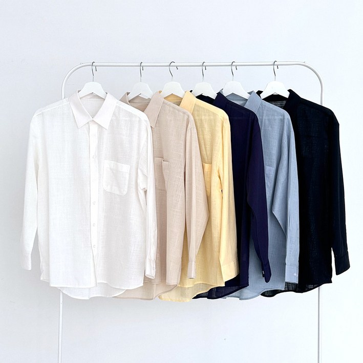남녀공용 마원단 린넨 오버핏 셔츠