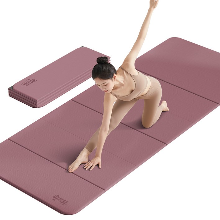 접이식 요가매트 두꺼운 TPE 10mm 층간소음 실내 운동매트, 1개, 핑크 + 실버