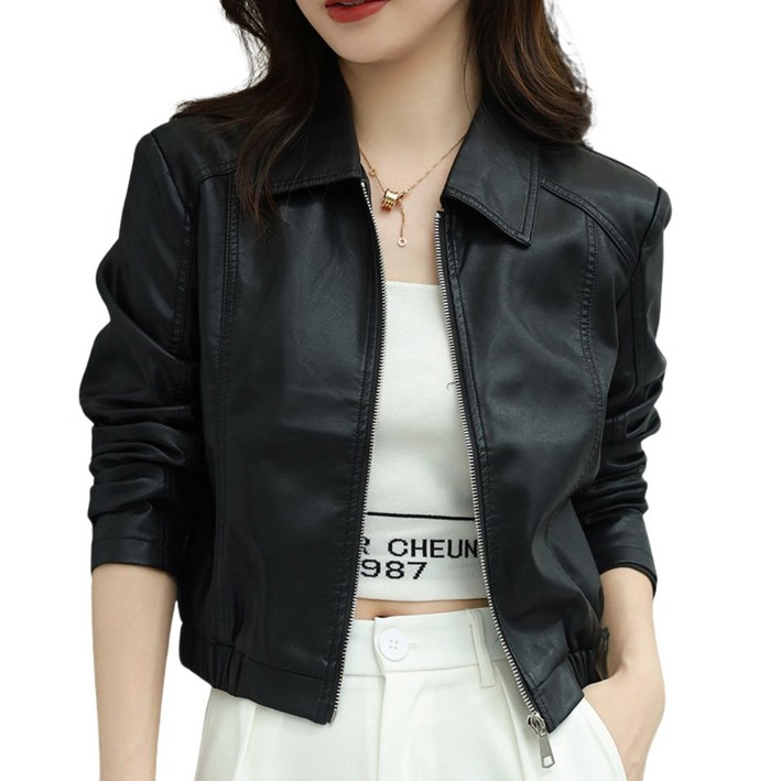 여성용 쇼트 가죽 코트 가을 워싱 PU 가죽 코트 뉴타임즈 K352X715