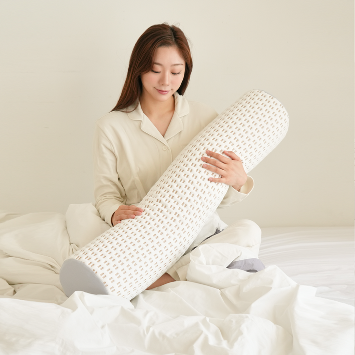 라텍스홈 바디필로우 원형 대형 안고자는 긴베개 롱쿠션, 화이트