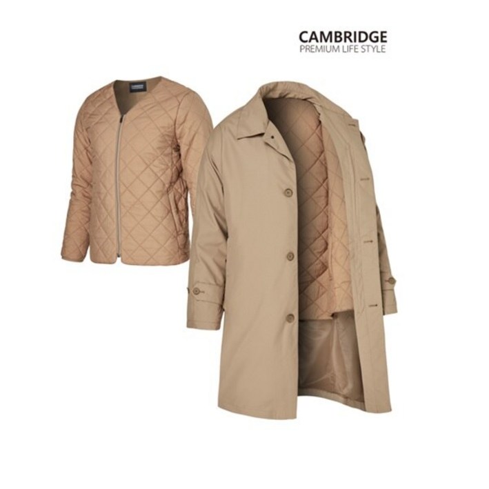 캠브리지 남성 패딩 탈부착 투인원 트렌치 코트