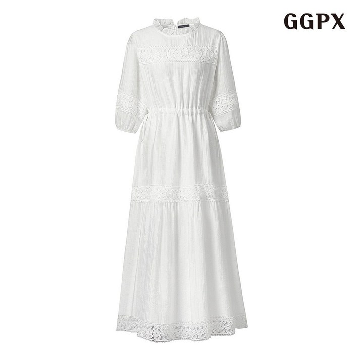 GGPX 레이스 사이드 끈 롱 원피스 (GPBOW062D)