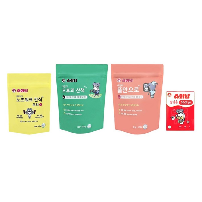 슈와냥 노즈워크 오리 80g1개오후의 산책 300g1개품안으로 300g1개유산균 60g1개 강아지영양제 강아지관절영양제 애견노즈워크 노견영양제, 4개 슈와냥 노즈워크 오리 80g1개오후의 산책 300g1개품안으로 300g1개유산균 60g1개 강아지영양제 강아지관절영양제 애견노즈워크 노견영양제, 4개