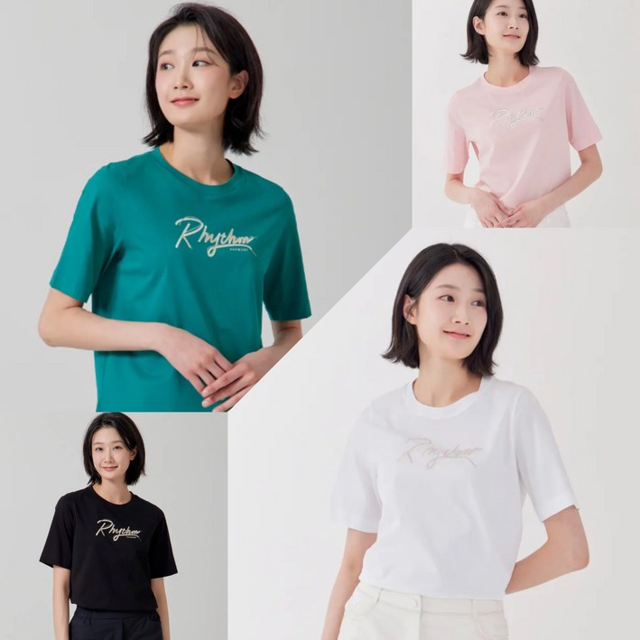 [지센] 여성 면100 프린팅 원포인트 라운드 반팔티셔츠(색상4종) LCTSP376