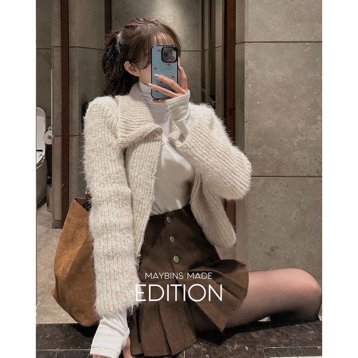 메이빈스무료배송MADE 프린 빅카라 집업 니트