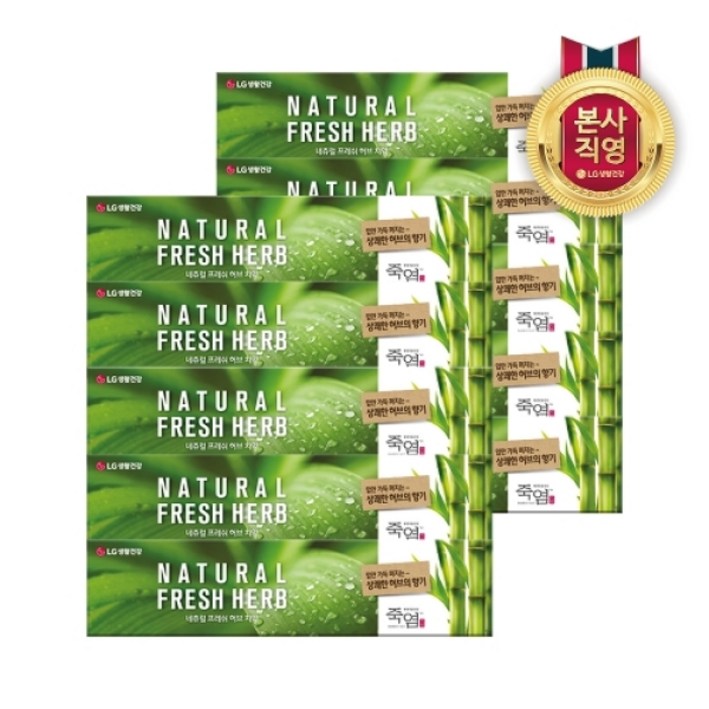 LG생활건강 죽염 내추럴허브 치약 130g X 10개, 10개, 130g