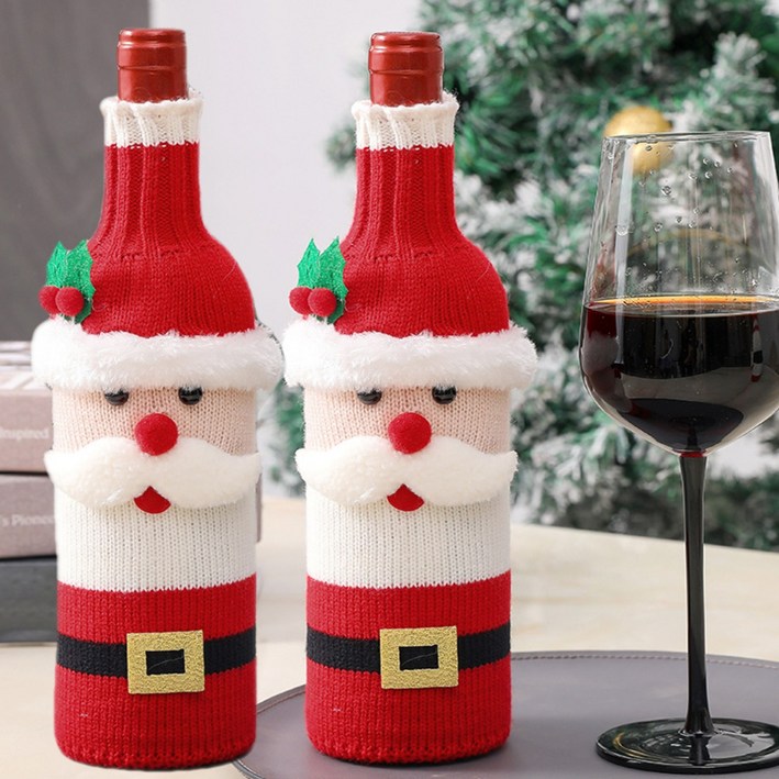 크리스마스 와인 커버 크리스마스 파티 장식 용품 2개 세트