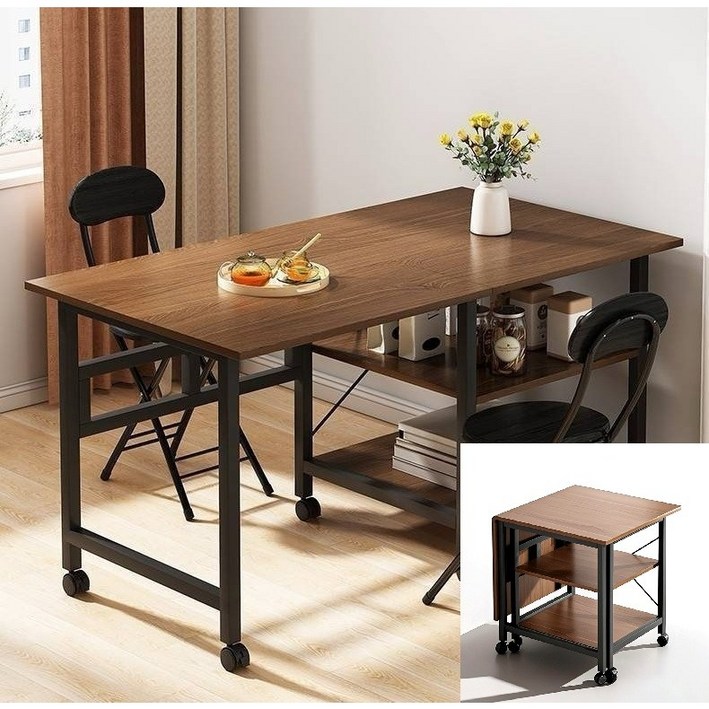 접이식 다용도 이동식 식탁 2~4인용 식탁 접이식 사각테이블 주방테이블 사무용책상 108x60cm