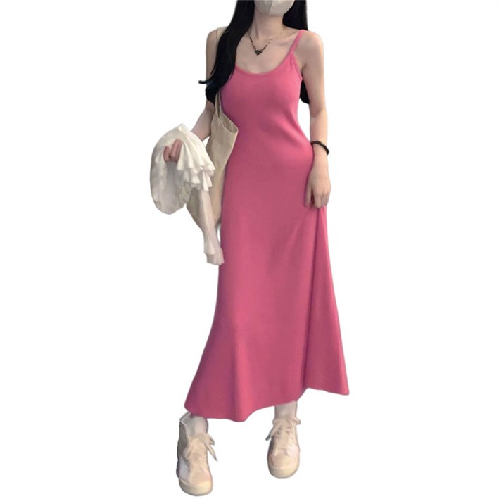 여성 롱원피스 봄여름 A라인 끈 나시원피스 H41230