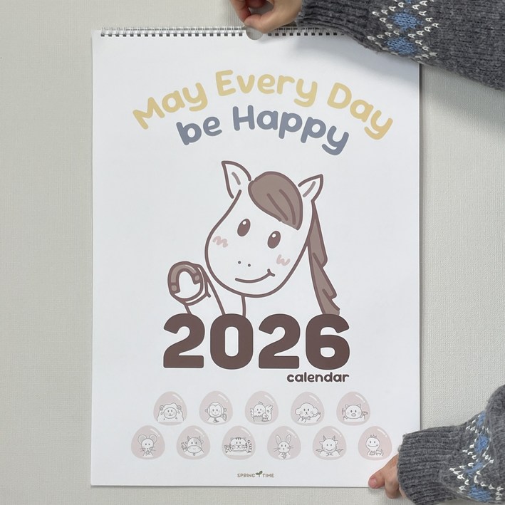 스프링타임 2026년 벽걸이 달력 대형 음력 큰달력 인테리어 레트로 카렌다 캘린더 벽달력 낱장달력