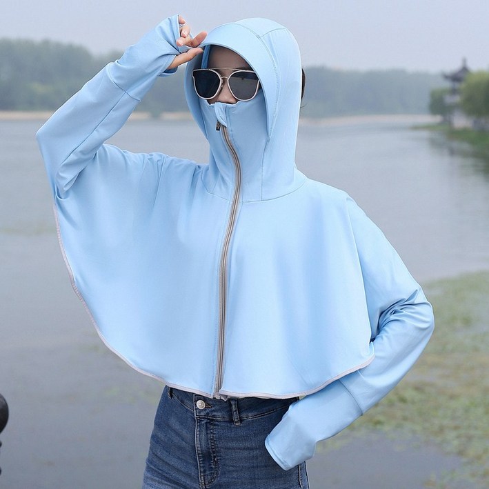 싸이클 선 크림 의류 여성용 여름 얇은 재킷 UPF50 + UV 방지 커버 업 셔츠 아이스 실크 아웃 도어 사이클링