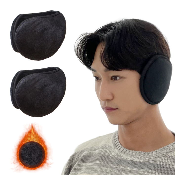 비안 방한용 동계 액티브 귀마개 2개 세트, 1세트, 블랙블랙 비안 방한용 동계 액티브 귀마개 2개 세트, 1세트, 블랙블랙