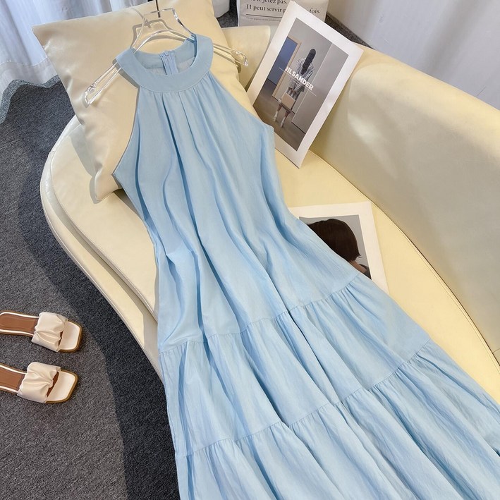 티쉬프렌치도라지 빈티지하고 부드러운 분위기 고급스러운 민소매 나시 핑크 원피스 여하