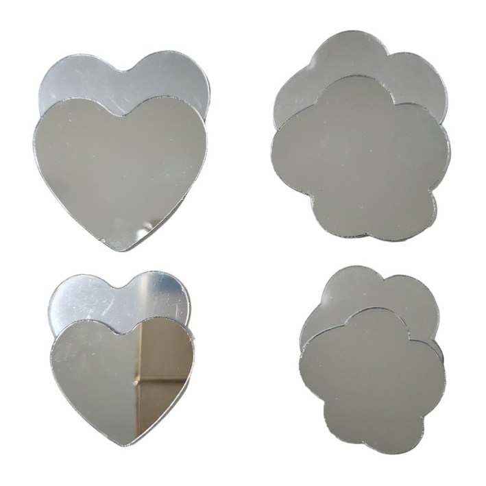 LORIA 나만의 미니 손거울 다용도 미니 스티커 거울 세트, 구름모양+하트모양, 8개