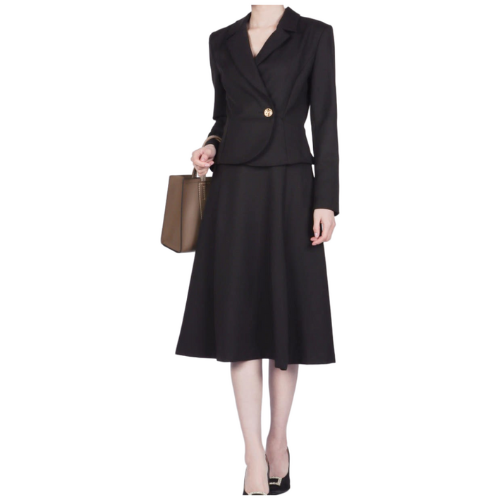 로아 여성 봄 정장 원피스 자켓핏 A라인 하객룩 오피스룩 고급스러운 블랙아이베이