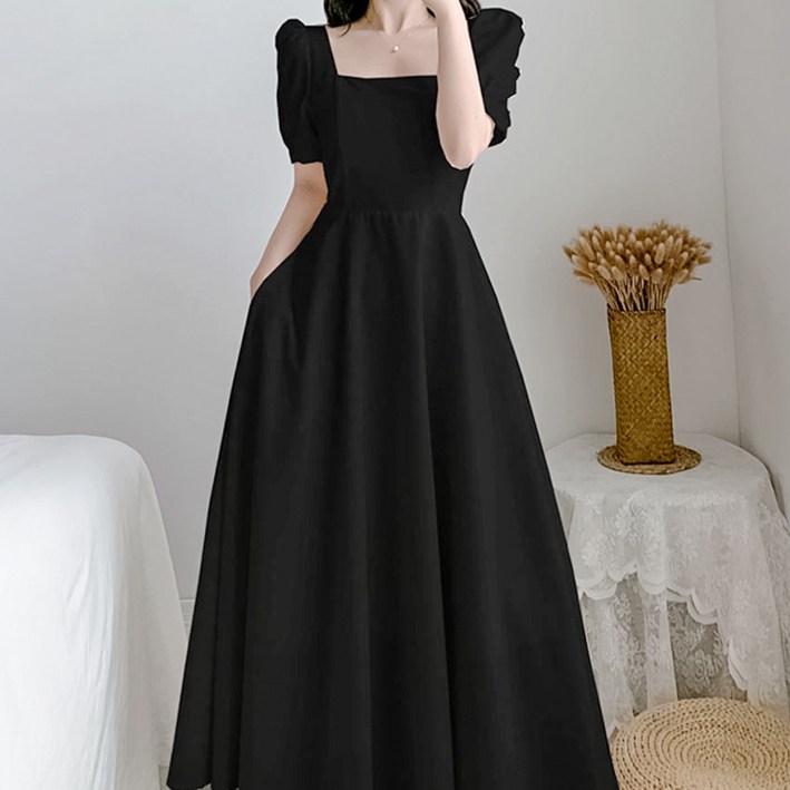 클레이스 스퀘어넥 퍼프 소매 반팔 원피스