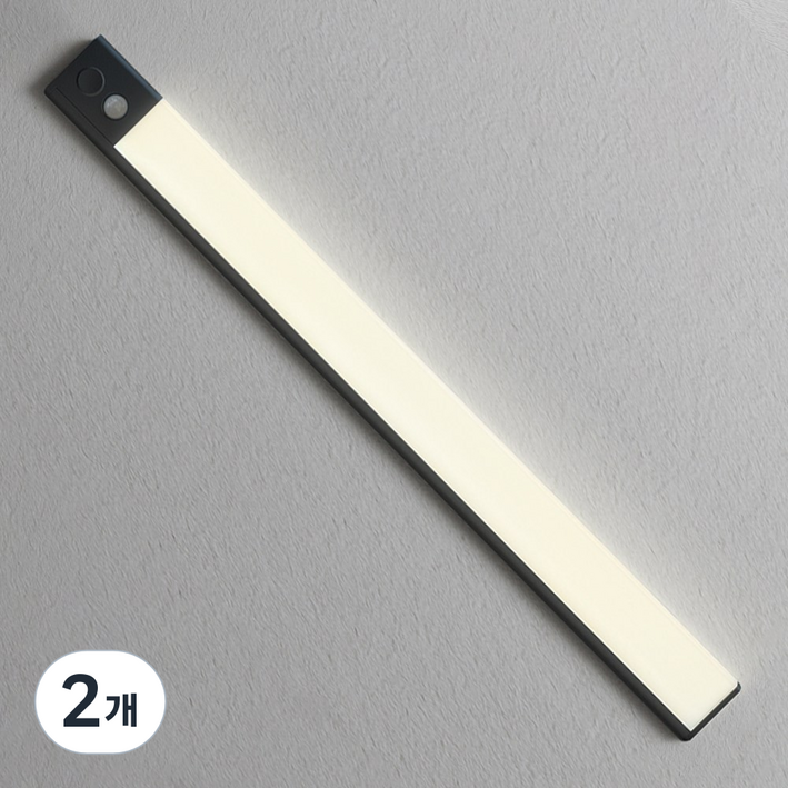 파카이라이트 무타공 슬림 엣지 알루미늄합금 터치식 LED 센서등 60cm, 블랙, 2개